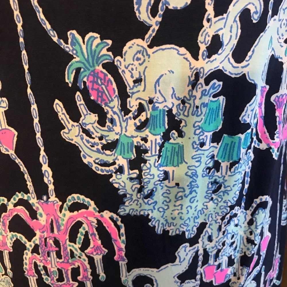Lilly Pulitzer OPHELIA SWING DRESS Bright Navy Pop Up Monkey Trouble Size XS. - Picture 4 of 8